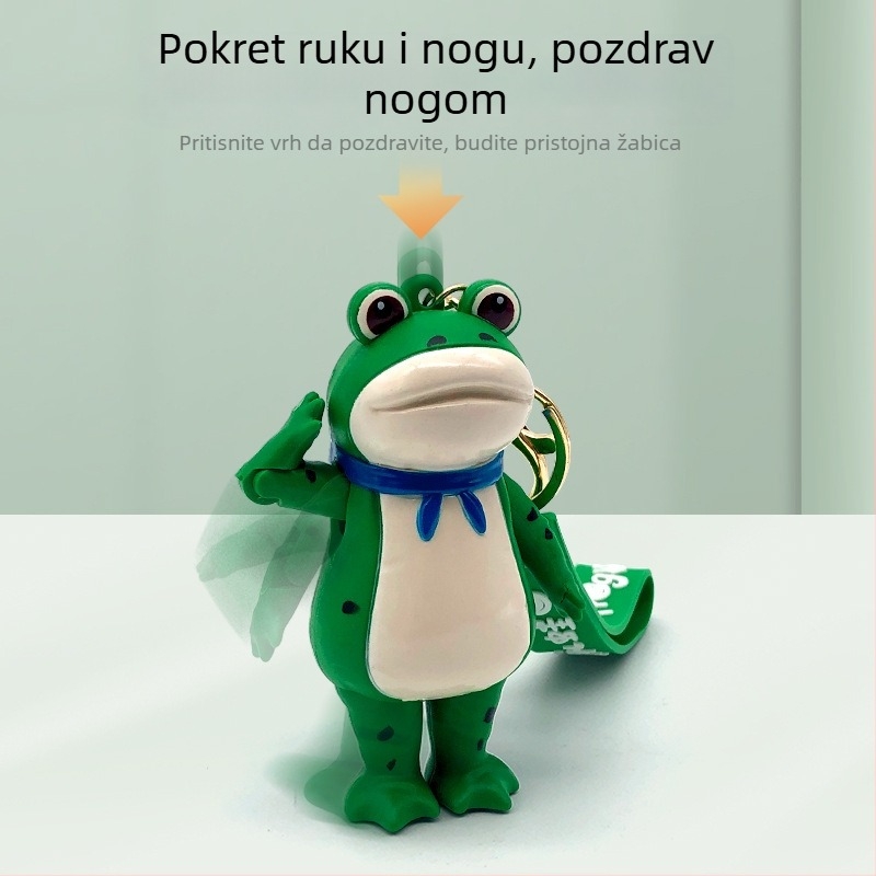 Privjesak za ključeve: žaba koja pozdravlja – slatka silikon privjesak za ruksak