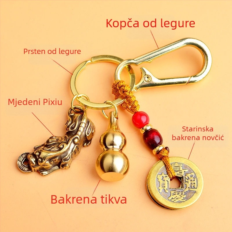 Latunski Pixiu privjesak s lancom za ključeve