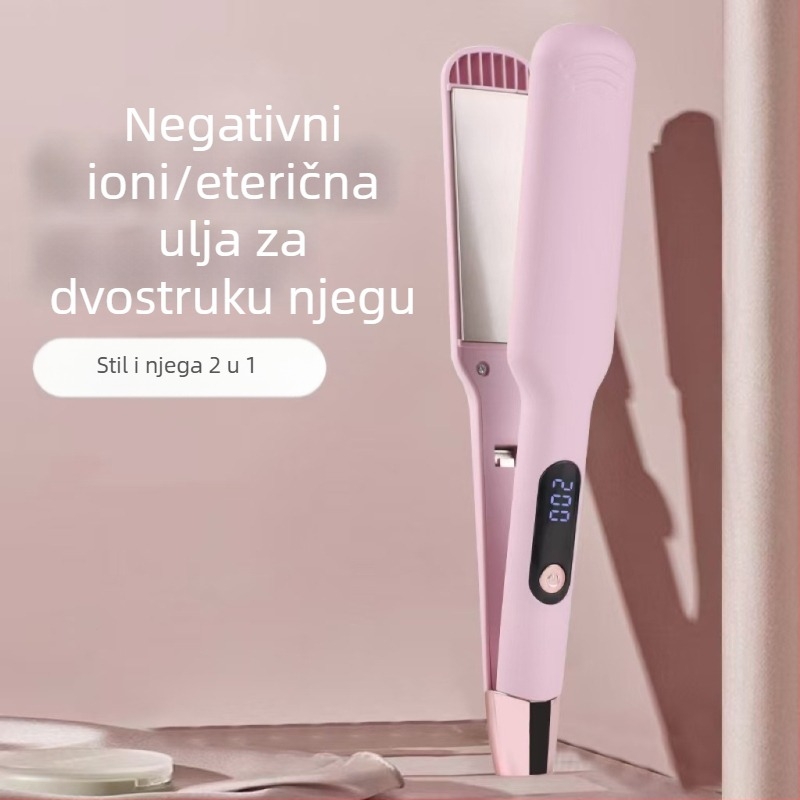Široka električna pegla za ravnanje i kovrčanje kose, dvostruka upotreba s negativnim ionima za njegu kose