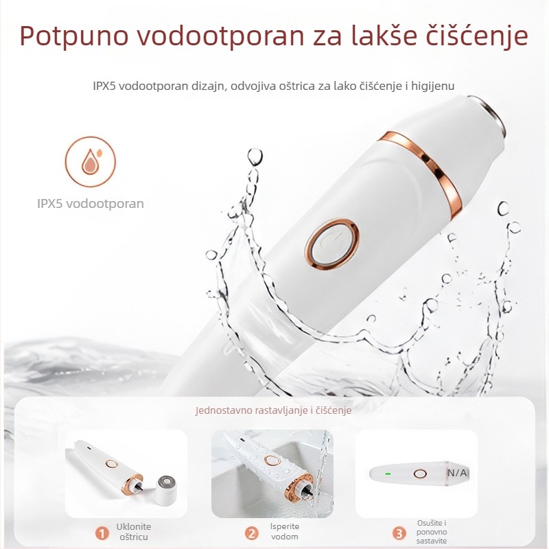 Ženski 3-u-1 uređaj za uklanjanje dlačica, potpuno periv, USB punjenje, depilacija i trimer za nos