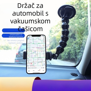 Auto nosač za telefon sa usisnom čašom, fleksibilna zmijasta ruka za pametne telefone i sportske kamere, na vjetrobransko staklo.