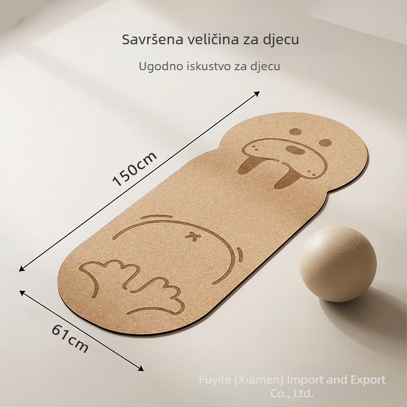 Dječji prostir za jogu od pluta i kaučuka, protuklizni, apsorpcija udara i tih, s crtanim motivom