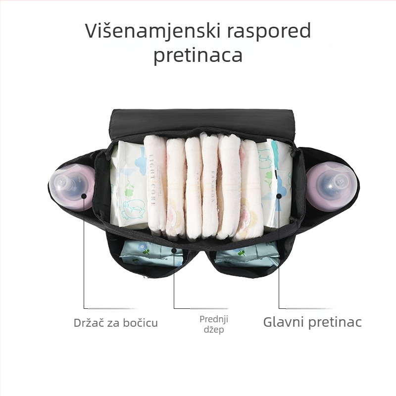 Viseća torba za kolica s držačem bočice — višenamjenska torba za majku i bebu