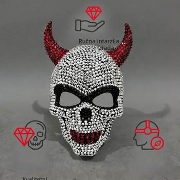 Maska demona s dijamantima i rogom za Noć vještica, rekvizit za maske i kostime