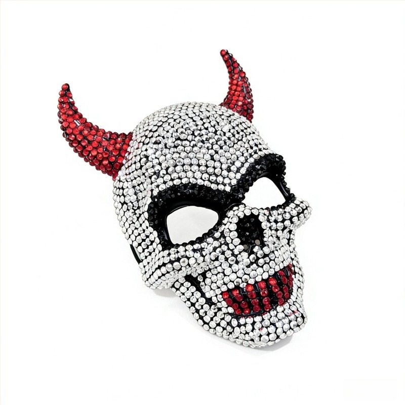 Maska demona s dijamantima i rogom za Noć vještica, rekvizit za maske i kostime