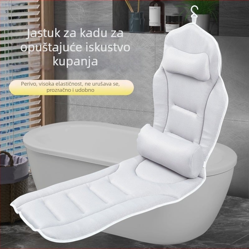 Jastuk za cijelo tijelo u kadi s debelim protiskliznim jastučićem, držačem za struk i naslonom za leđa