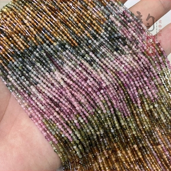 Prirodni turmalin s dugim gradijentom boja, 2 mm facettirane perle za DIY narukvicu i lančić za klavikulu