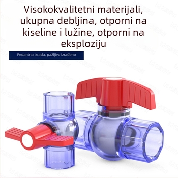 Prozirni PVC kuglični ventil za akvarij s prekidačem, 1 inč