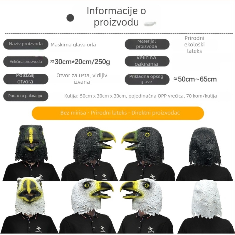 Slatka maska za glavu orla, latex rekvizit za Halloween