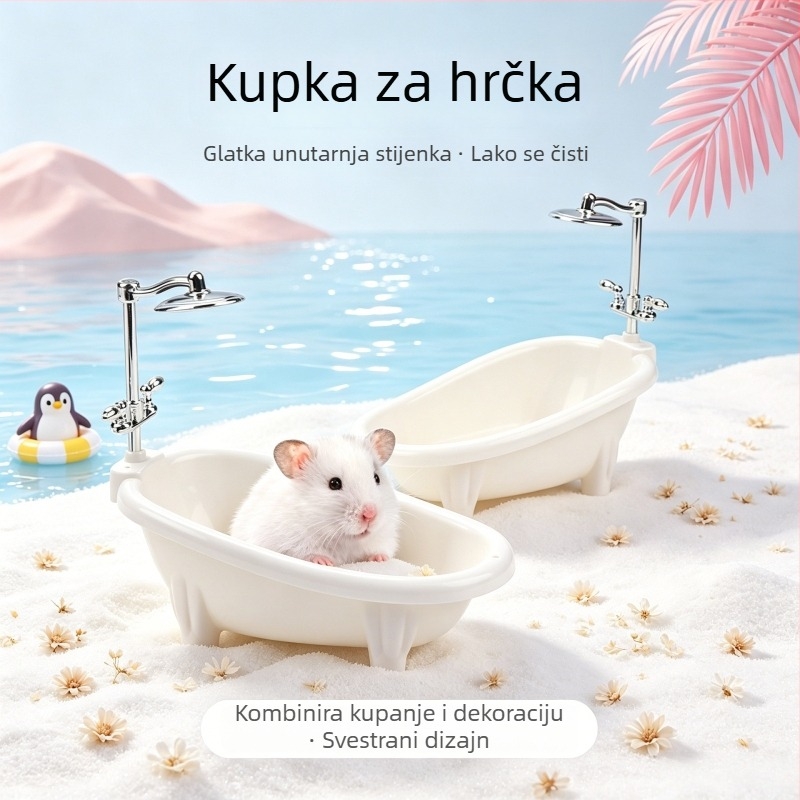 Posuda za kupanje hrčka — plastična posuda za kupanje s zaštitom od prskanja za male kućne ljubimce