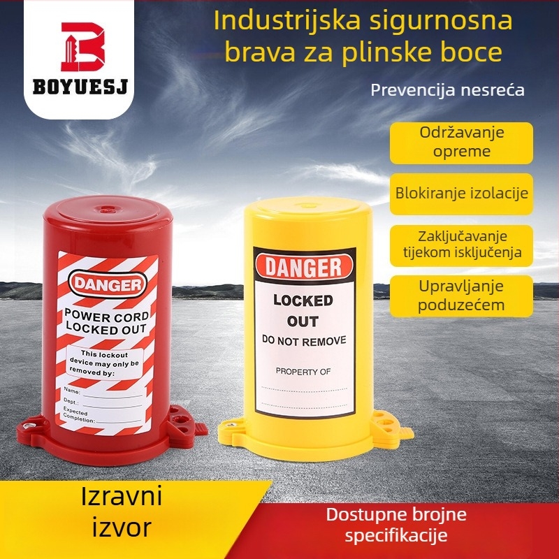 Sigurnosni zasun ventila za plinski cilindar – universalni blok ventila za plinske boce, LOTO izolacija energije