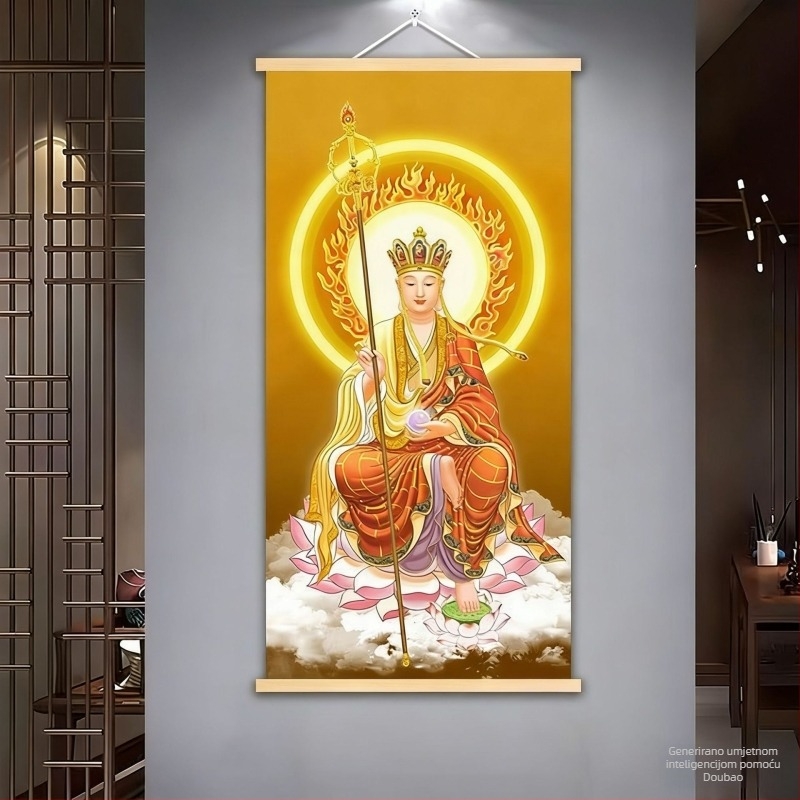 Viseći prikaz Ksitigarbha Bodhisattve za kućnu pobožnost, dekor s Budom Šakyamunijem za ulazni hodnik