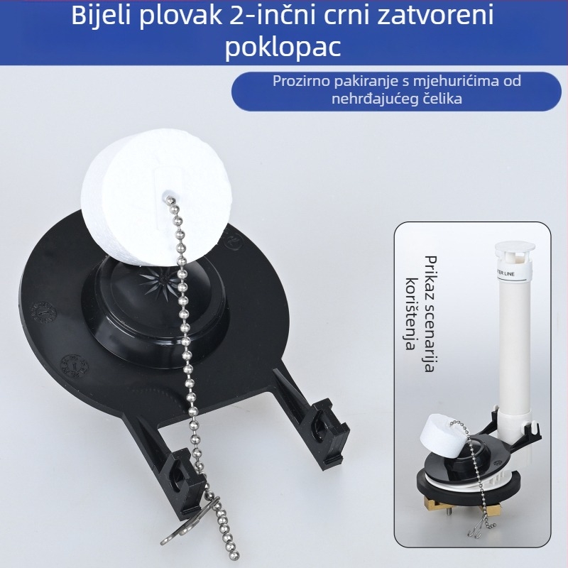 Aksesoari za spremnik WC-a: ventil za odvodnju sa brtvom i poklopcem, gumeni kuglasti zapušitelj od 2 inča, prsten ventila