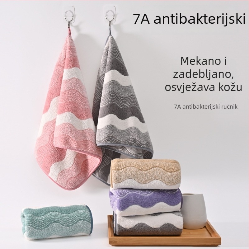 Novi 7A debeli coral fleece ručnik, mekan i upijajući, ne rasipa vlakna, uzorak vodnih valova, za muškarce i žene