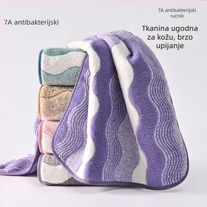 Novi 7A debeli coral fleece ručnik, mekan i upijajući, ne rasipa vlakna, uzorak vodnih valova, za muškarce i žene