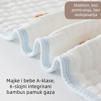 Beanyue 6-slojna integrirana bambus-pamuk dječja krpa, duga gazasta krpa za lice i kupanje, mekana