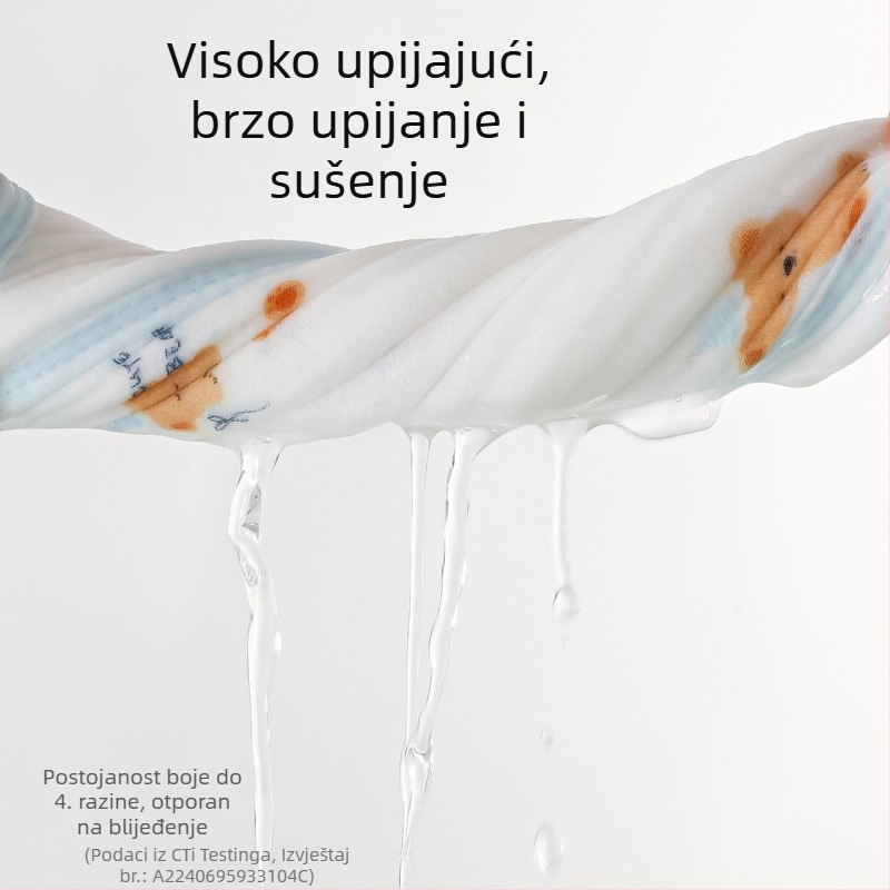 Beanyue 6-slojna integrirana bambus-pamuk dječja krpa, duga gazasta krpa za lice i kupanje, mekana