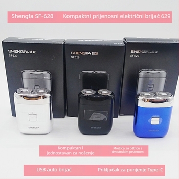 Shengfa SF628/SF629 rotirajući električni brijač s dvostrukom glavom, prijenosni, Type-C