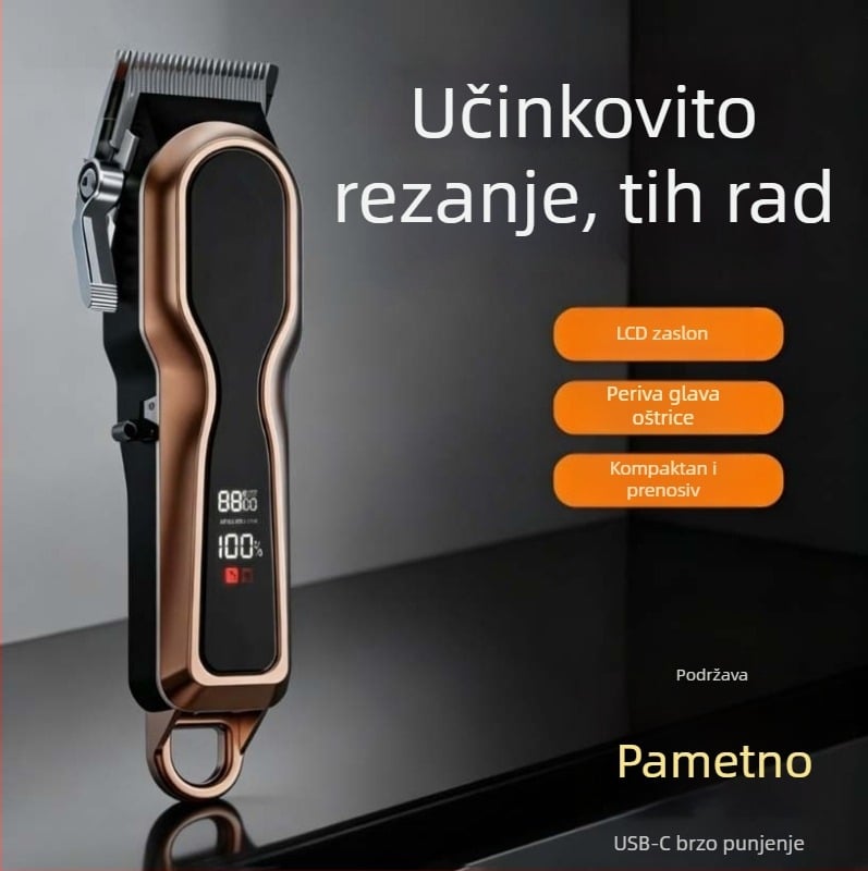 Profesionalni frizerski aparat za kosu, punjivi, prilagodljiva udaljenost noža, dugotrajna baterija