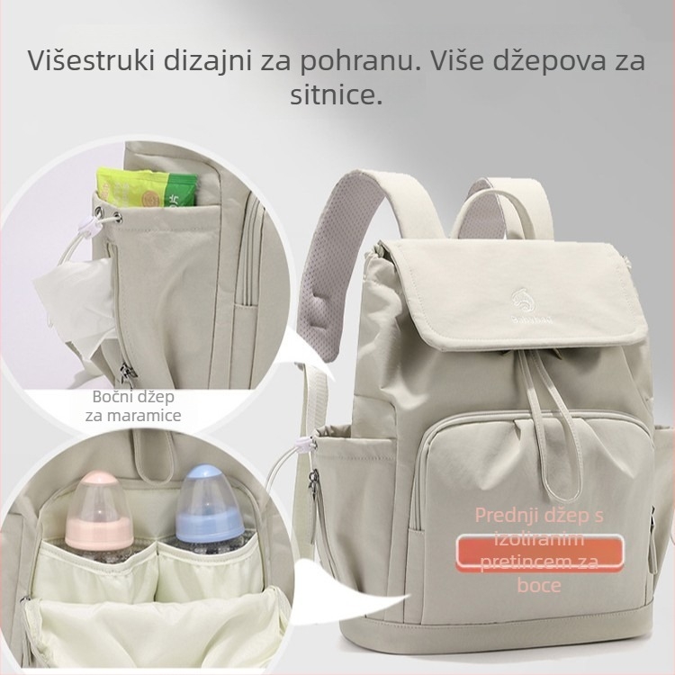 Torba za mamu, velikog kapaciteta, euro-američkog stila, prijenosna torba za bebu s izoliranim pretincom za bočicu, ruksak