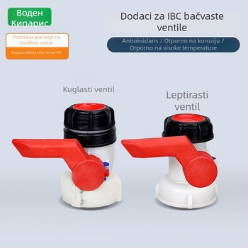 1000 L IBC plastični spremnik — otporan na kiseline i lužine, ventil za pražnjenje, kuglični ventil, DN50 leptir ventil i pribor