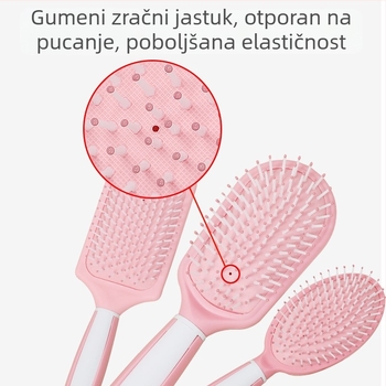 Antistatički češalj za kosu s jastučićem zraka za masažu, za kovrčavu kosu, prijenosni plastični rolo češalj