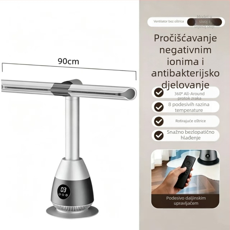 Ventilator bez lopatica za kućnu upotrebu, izuzetno tih, 360° rotirajući stojeći ventilator