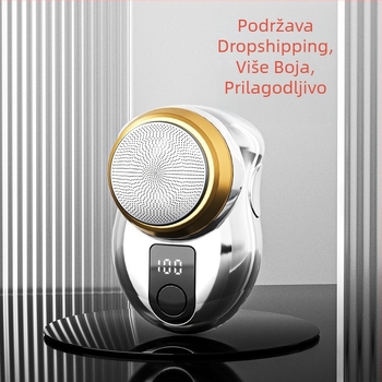 Muški električni brijač, prijenosni mini rotacijski brijač s ugrađenom baterijom