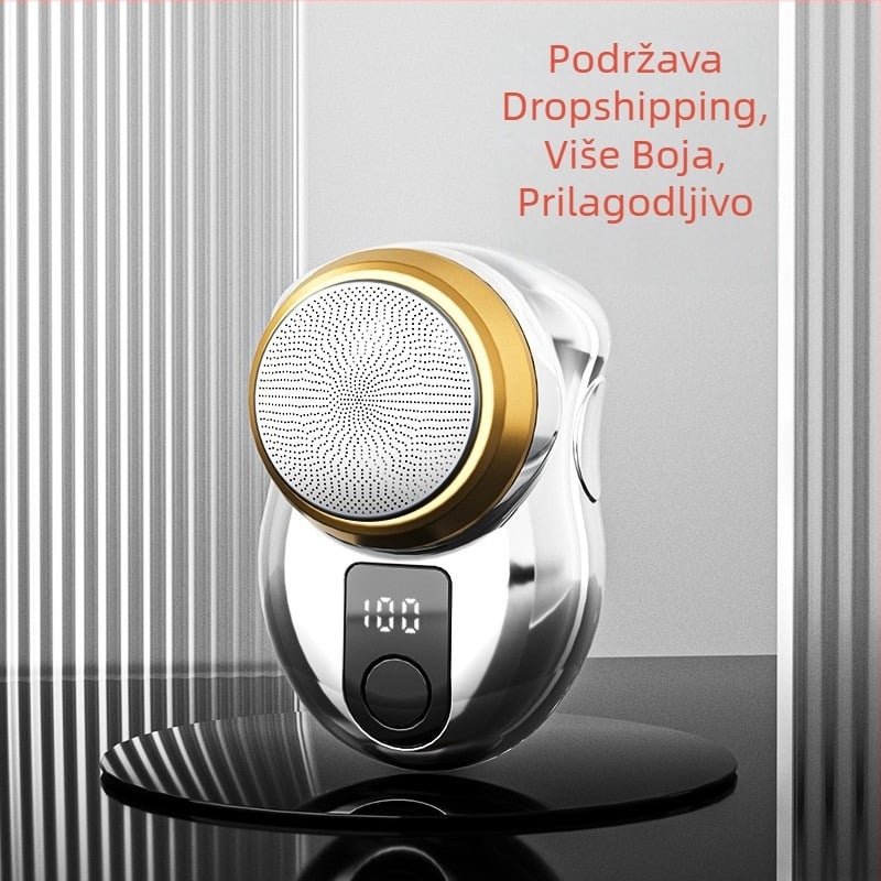 Muški električni brijač, prijenosni mini rotacijski brijač s ugrađenom baterijom