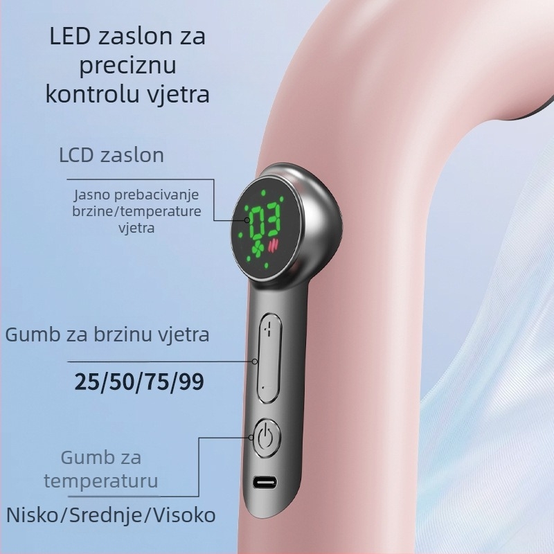 Bežični sušilo za kosu za dom i hotel – punjivo, konstantna temperatura, snažan protok zraka, 4 brzine