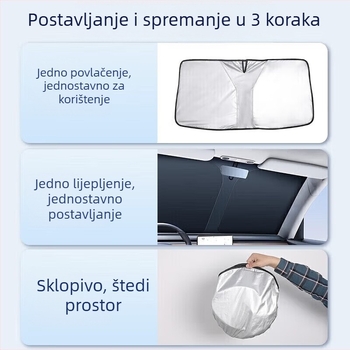 Sklopiva zaštitna zavjesa za prednje vjetrobransko staklo automobila, ljetna zaštita od topline i izolacija