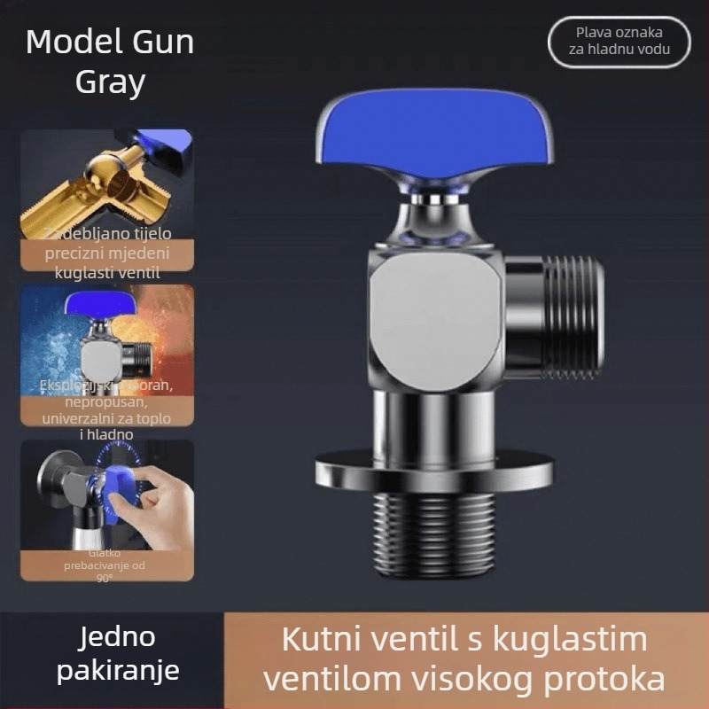 Visokotlačni kutni ventil s potpuno otvorenim kugličnim jezgrom za bojler, slavina topli/hladni vodu za kućnu uporabu