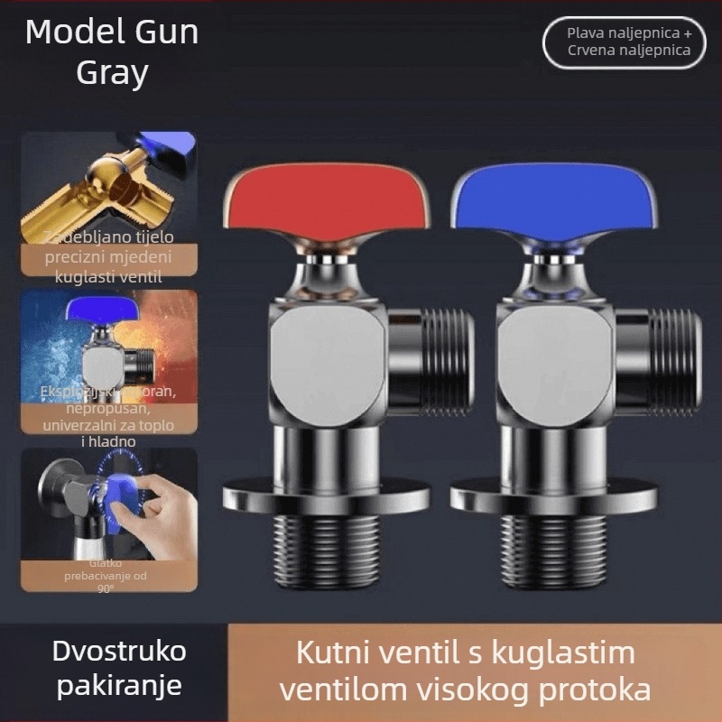 Visokotlačni kutni ventil s potpuno otvorenim kugličnim jezgrom za bojler, slavina topli/hladni vodu za kućnu uporabu