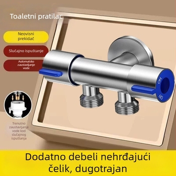 304 nehrđajući čelik, ulaz 1/2 inča, kutni ventil s dvostrukim upravljanjem za WC, dvostruki izlaz, troputni priključak 3/4 inča
