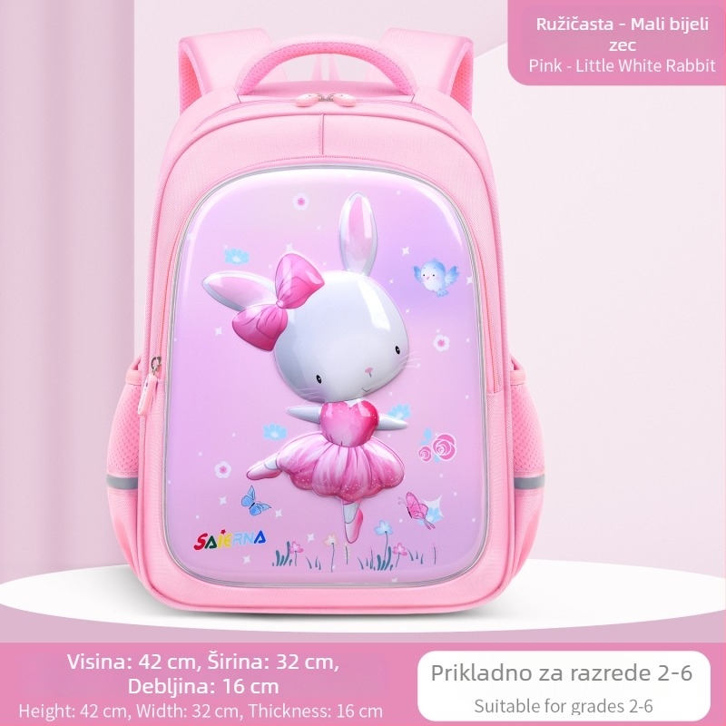 Školska torba s karikaturnim dinosaurom za učenike osnovne škole, unisex, lagana, s podrškom za leđa i velikim kapacitetom