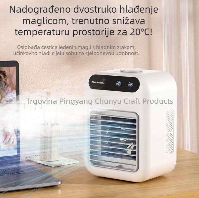 Mini USB ventilator za hlađenje s raspršivanjem vode, tiši stolni uređaj s ambijentalnim osvjetljenjem, prenosiv