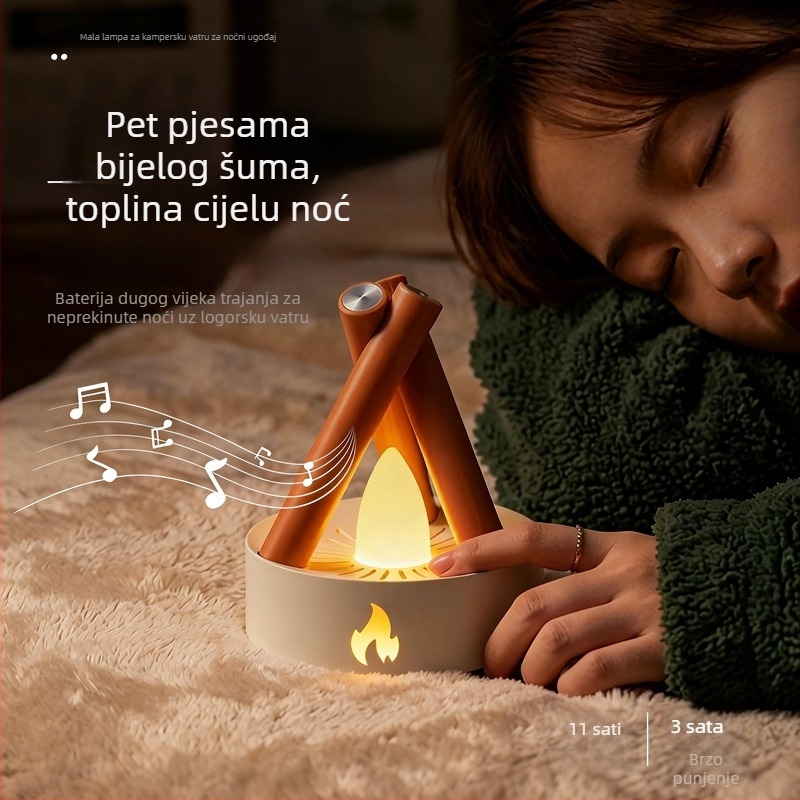 LED simulirana kamp vatra svjetiljka za noćno svjetlo uz bijeli šum – moderno dekorativno osvjetljenje