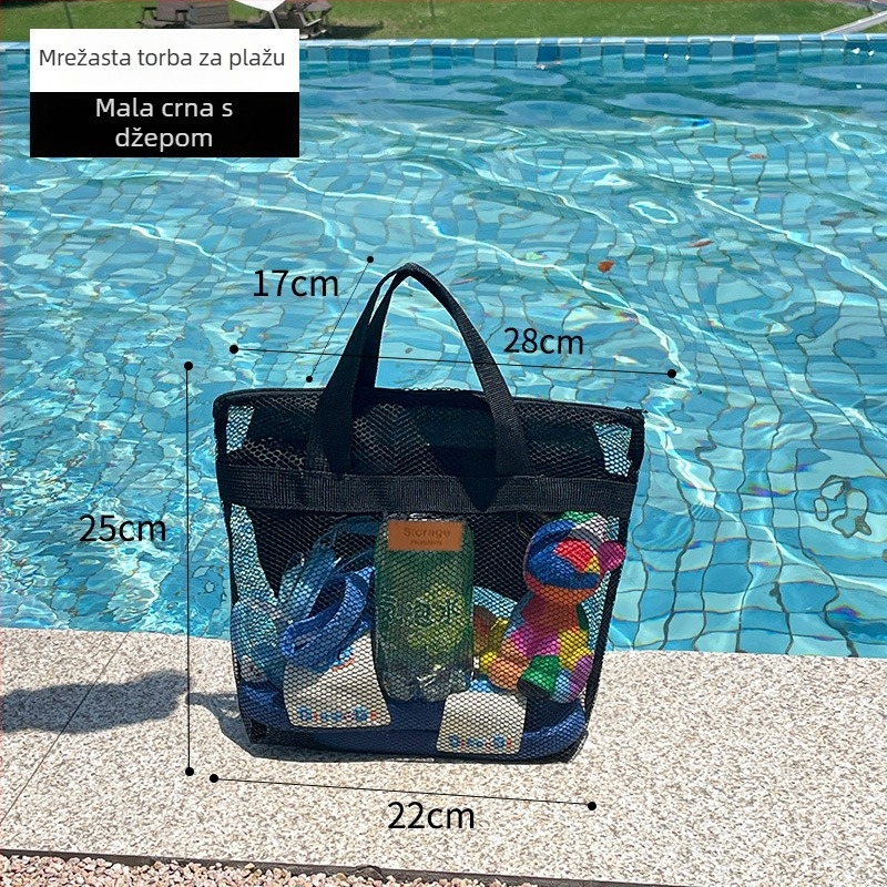 Mrežasta putna torba za plažu, velika kapaciteta, unisex, torba s mrežastim džepom, sklopiva torba za plivanje