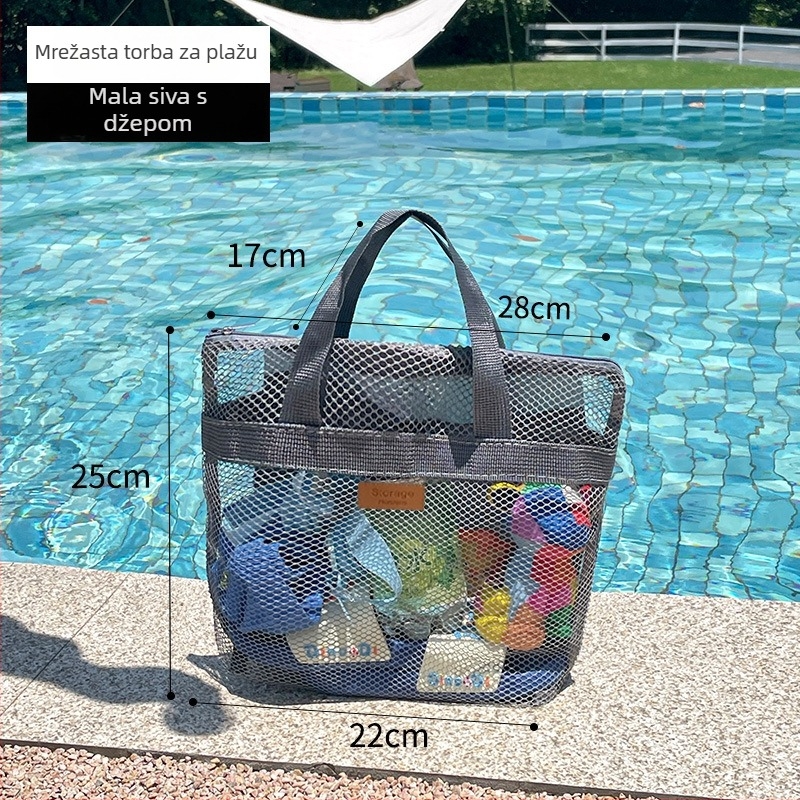 Mrežasta putna torba za plažu, velika kapaciteta, unisex, torba s mrežastim džepom, sklopiva torba za plivanje