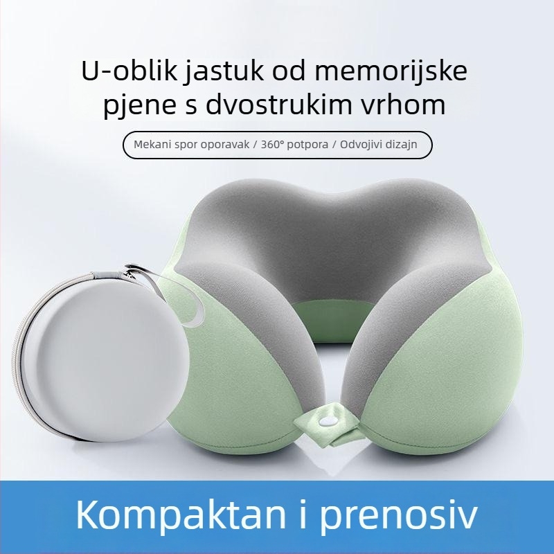 Jastuk za putovanja od memorijske pjene, U-oblik, prenosivi jastuk za spavanje u zrakoplovu, sklopivi