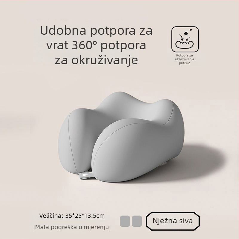Jastuk za putovanja od memorijske pjene, U-oblik, prenosivi jastuk za spavanje u zrakoplovu, sklopivi