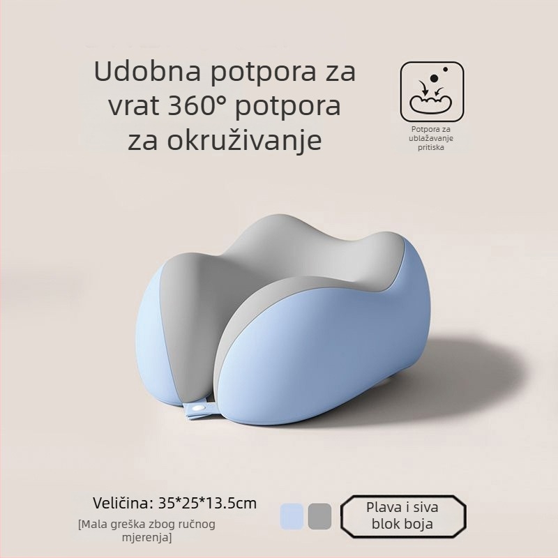 Jastuk za putovanja od memorijske pjene, U-oblik, prenosivi jastuk za spavanje u zrakoplovu, sklopivi