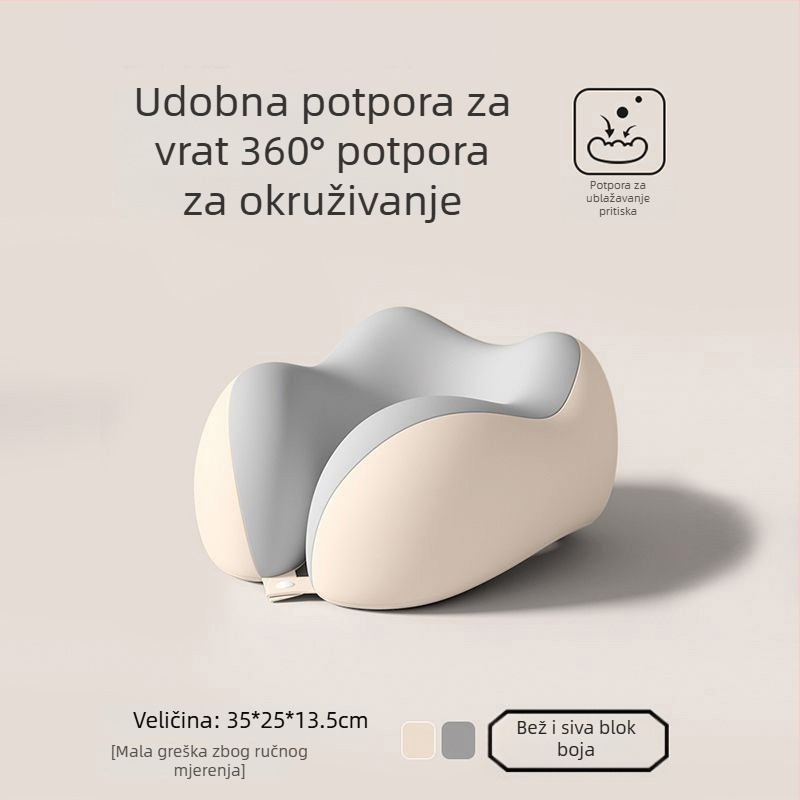 Jastuk za putovanja od memorijske pjene, U-oblik, prenosivi jastuk za spavanje u zrakoplovu, sklopivi