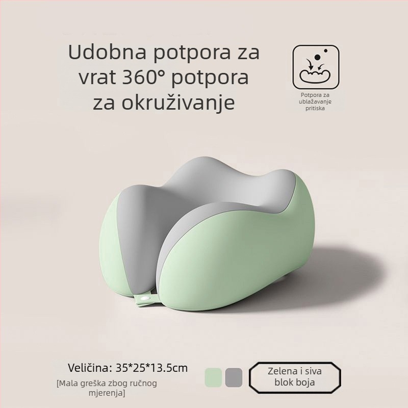 Jastuk za putovanja od memorijske pjene, U-oblik, prenosivi jastuk za spavanje u zrakoplovu, sklopivi