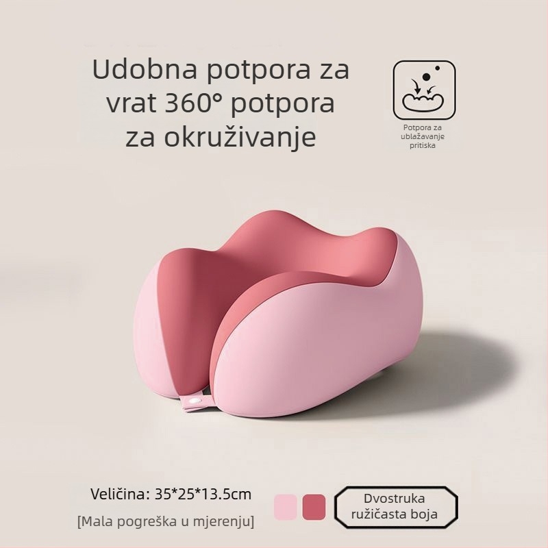 Jastuk za putovanja od memorijske pjene, U-oblik, prenosivi jastuk za spavanje u zrakoplovu, sklopivi