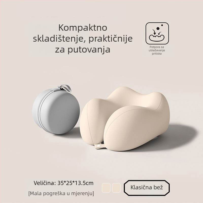 Jastuk za putovanja od memorijske pjene, U-oblik, prenosivi jastuk za spavanje u zrakoplovu, sklopivi