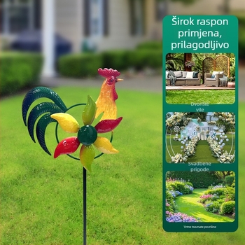 Vanjski metalni vjetrenjača ukras za vrt, retro trostruki okretni dekor