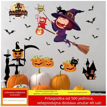 Halloween naljepnice za prozore: dizajni s bundevom, paukom i duhom, uklonjive, pogodne za zabave