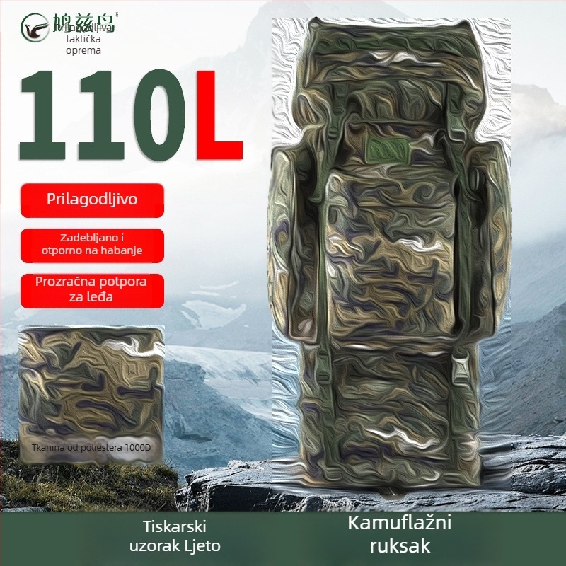 Kamuflažni taktički ruksak, vodootporan, velik kapacitet, 650D najlon, za kampiranje i putovanja