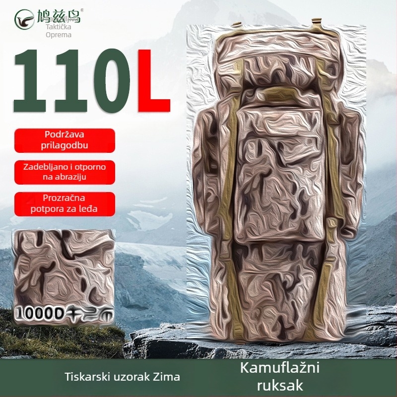Kamuflažni taktički ruksak, vodootporan, velik kapacitet, 650D najlon, za kampiranje i putovanja